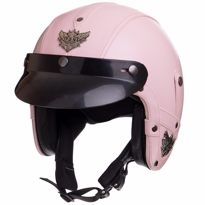 Шлем для мотоцикла женский, мотошлем для чоппера KCO 388 размер L (59-60) розовый - фото 1 - id-p1577452780