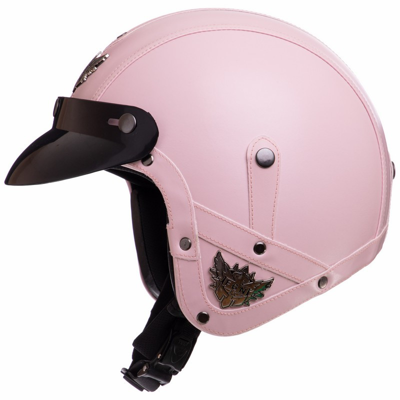 Шлем для мотоцикла женский, мотошлем для чоппера KCO 388 размер L (59-60) розовый - фото 2 - id-p1577452780