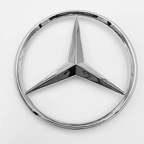 Емблема шильдик Mercedes-Benz (Мерседес) 80 мм на кришку багажника Хром