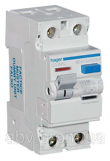 Hager CD226J ПЗВ 2x25A, 30 mA, AC, 2 м