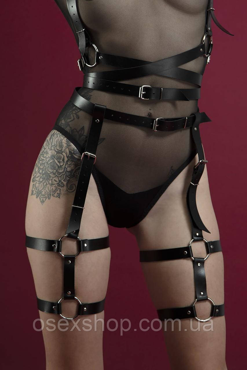 Гартери Feral Feelings — Garter, натуральна шкіра, колір чорний, фото 1
