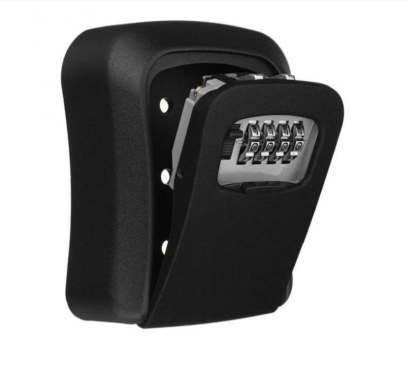 Металевий міні сейф для ключів з кодовим замком чорний Антивандальний зовнішній міні сейф