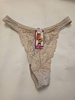 Труси-тонго мереживні стринги бежеві