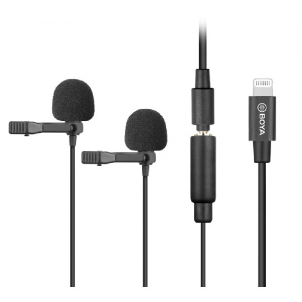 Подвійний петличний мікрофон для iPhone Boya BY-M2D