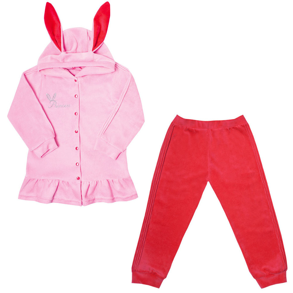 Костюм дитячий (кофточка і штани) для дівчинки GABBI KS-19-06 Весняний розсип Яскраво-рожевий на зріст 80 (11621)