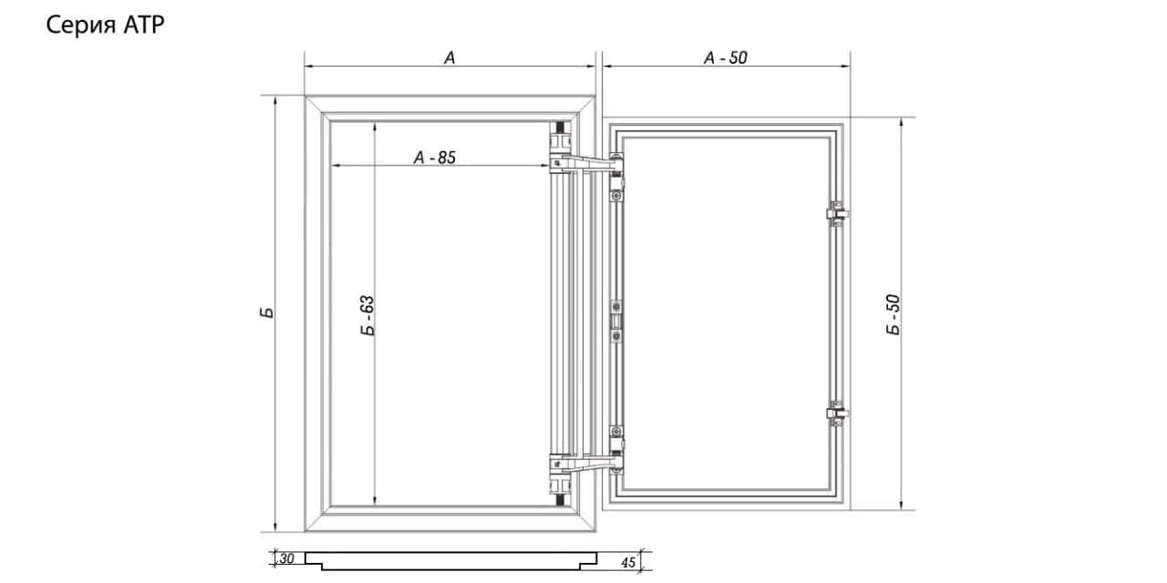 АТР 200х300 ревизионный распашной люк под плитку Евроформат алюминиевый нажимной - фото 9 - id-p48387129
