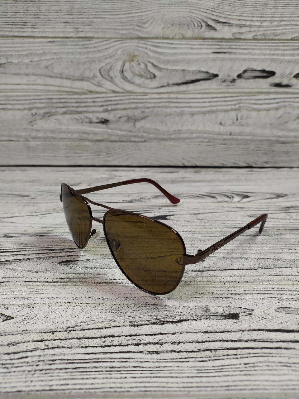 Сонцезахисні окуляри авіатори коричневі чоловічі в металевій оправі