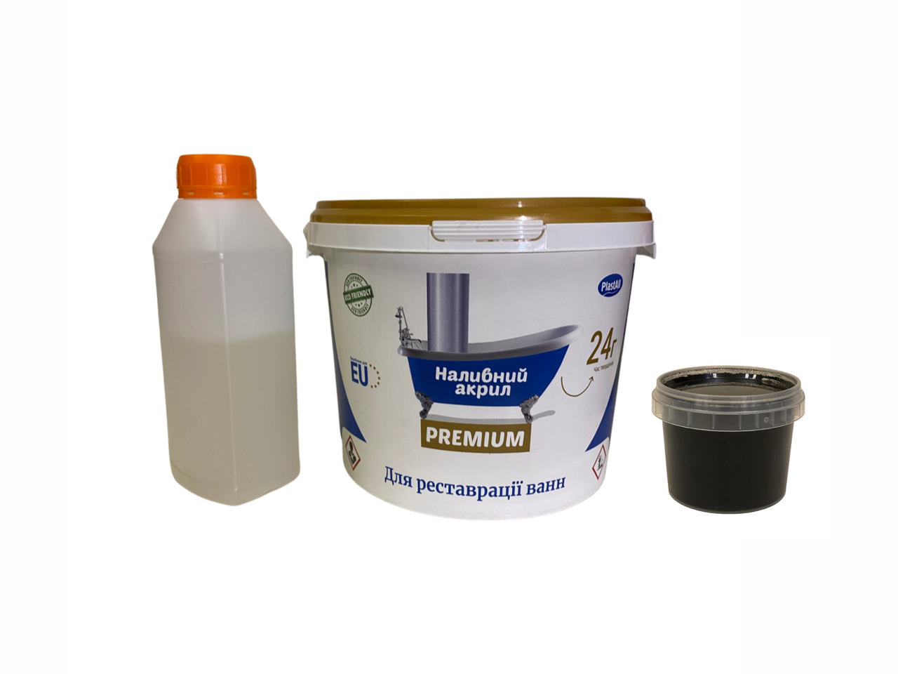Рідкий акрил Plastall Premium 1.7 м чорний для реставрації ванн та душових піддонів, фото 1