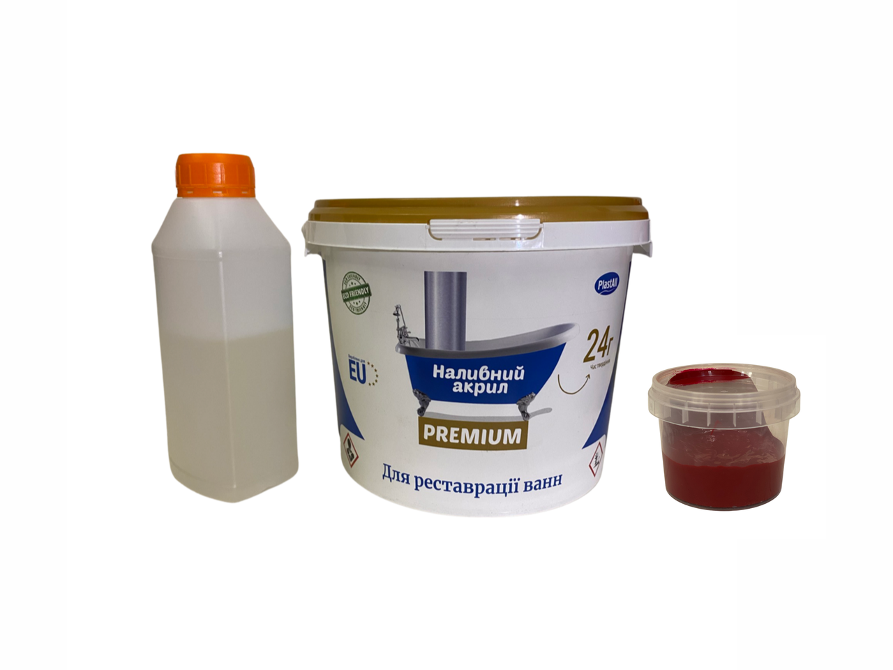 Наливний акрил Plastall Premium 1.7 м червоний для реставрації ванн з застиганням 24 години, фото 1