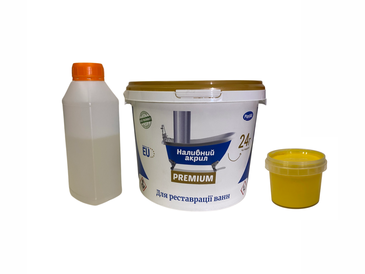 Наливний акрил Plastall Premium 1.7 м жовтий для реставрації ванн з застиганням 24 години, фото 1