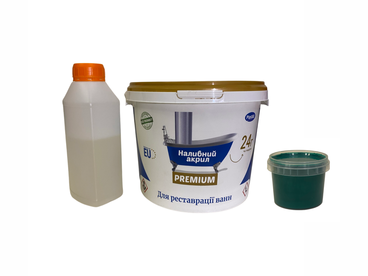Рідкий акрил Plastall Premium 1.7 м зелений для реставрації ванн швидке застигання 24 години, фото 1