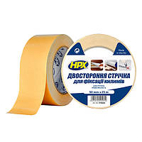 CARPET TAPE - 50мм x 25м - для килимових покриттів та лінолеуму, двостороння стрічка (скотч) HPX