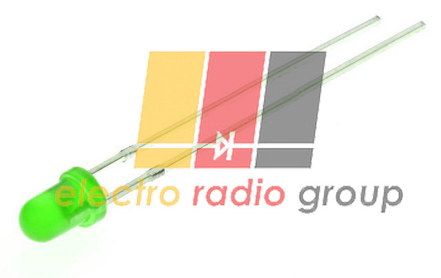 Світлодіод 3мм зелений дифузний 40-80мКд 30YG1D30-80