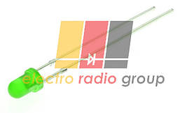 Світлодіод 3мм зелений дифузний 40-80мКд 30YG1D30-80