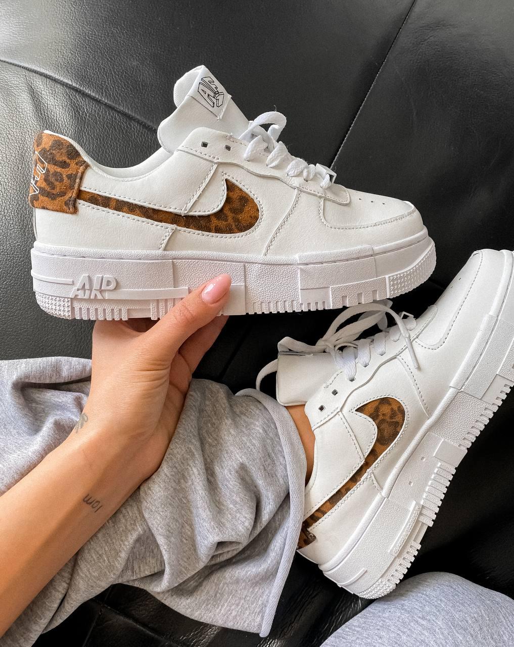 Жіночі кросівки Nike Air Force Pixel 1 Se Leopard | Найк Аір Форс Піксель Білі Леопард