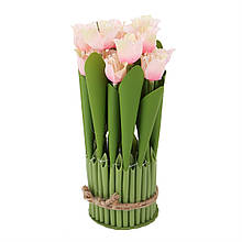 Букет штучних тюльпанів-крокусів 21 см рожеві тканинні