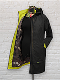 Жіноча демісезонна довга куртка-парка "Астра", чорна/лайм, фото 2
