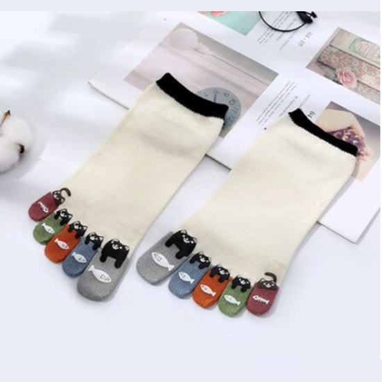 Шкарпетки з пальцями КотоРиб VERIDICAL 36-39 бежевий, фото 1