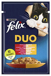 Вологий корм для кішок Felix Fantastic Duo (Фелікс Фантастік) яловичина і птиця в желе, 85 г