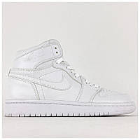 Женские кроссовки Nike Air Jordan 1 Retro High Total White Triple белые кожаные кроссовки найк аир джордан хай