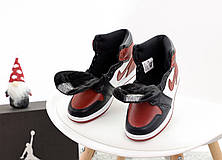 Жіночі кросівки Air Jordan 1 Retro High Bred Toe (з хутром) 555088-610, фото 2