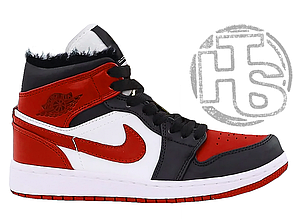 Жіночі кросівки Air Jordan 1 Retro High Bred Toe (з хутром) 555088-610