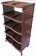 Полиця етажерка для взуття ротанг на 5 ярусів коричнева Туреччина