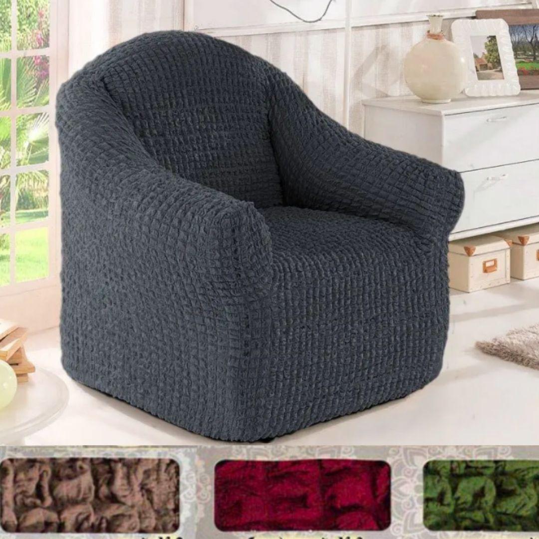 Чохли для крісел виробництва Туреччина універсальні, натяжна чохол на крісло жатка без оборки Темно сірий, фото 1