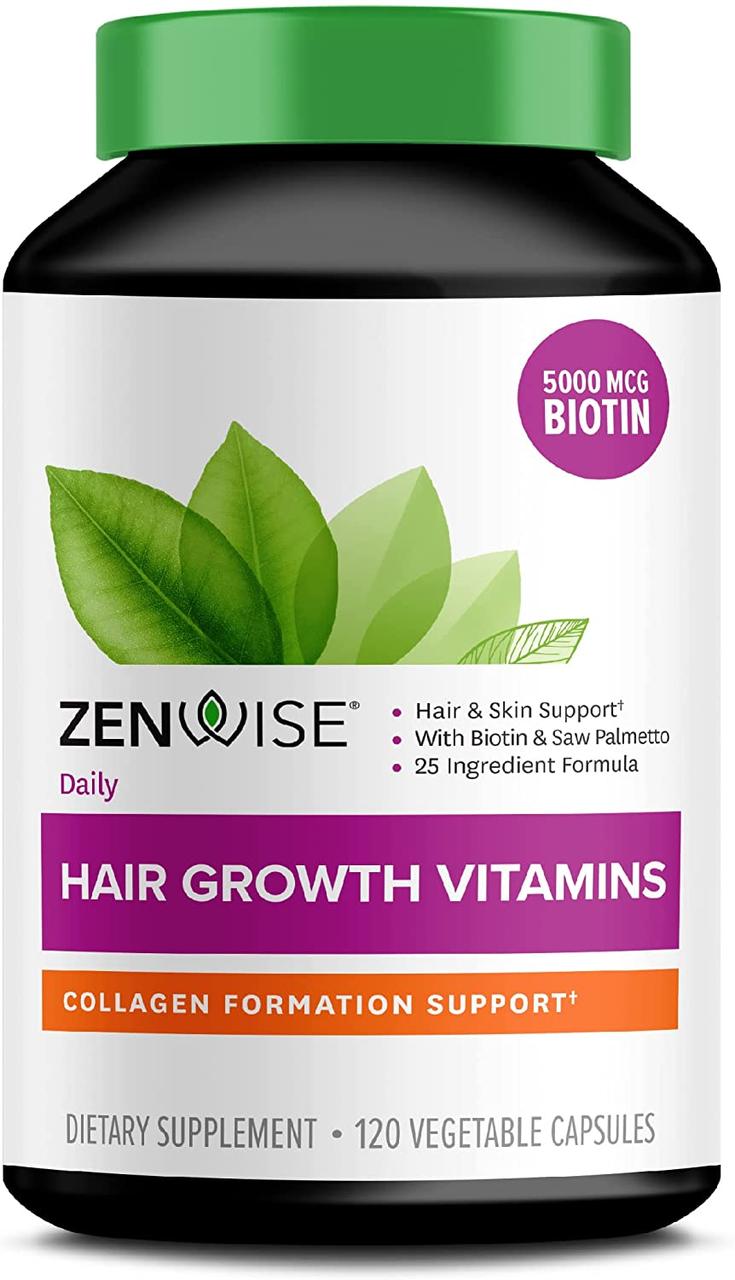 ТЕРМІН 2-25 Zenwise Health Hair Growth Vitamins 120 рослинних капсул