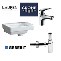 Комплект маленький умивальник у туалет 360х250 Laufen зі змішувачем Grohe