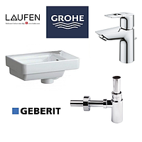 Підвісна мінімашина 360х250 Laufen зі змішувачем і сифоном Grohe