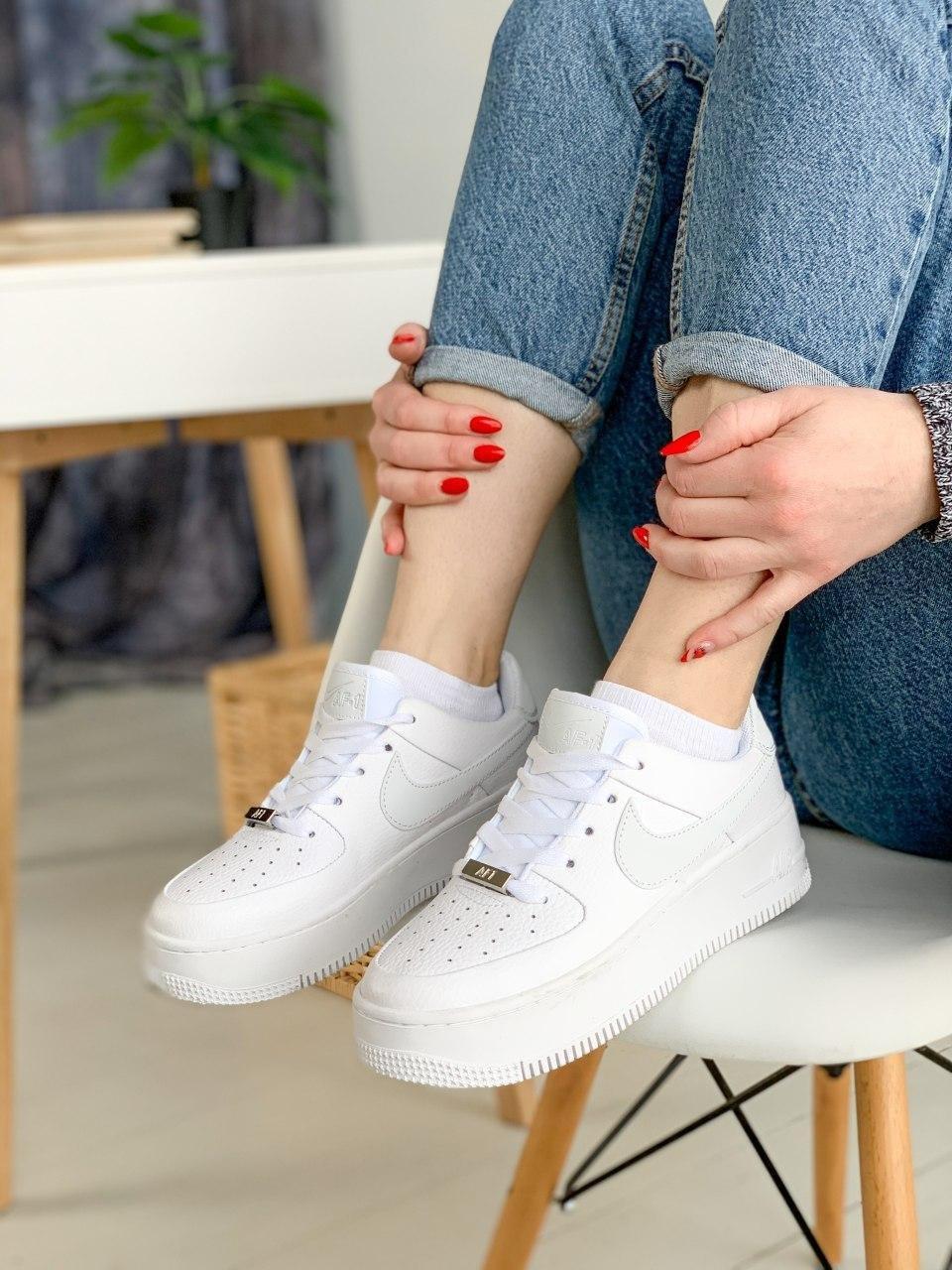 Жіночі кросівки Nike Air Force Shadow White Sage | Найк Аір Форс 1 Шадов Білі Саге