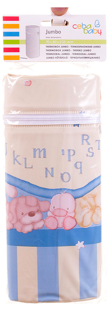 Термоконтейнер Ceba Baby Jumbo 70*80*230мм універсальний беж-блакитний (зайці,слон,ведмідь)
