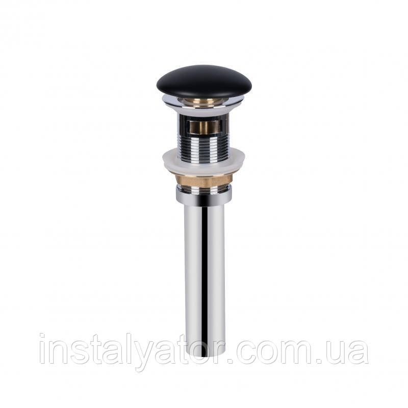 Донний клапан для раковини Qtap PU03O 70х70х227.5 Matt black з переливом