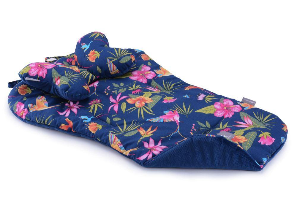 Матрац в коляску Cottonmoose Butterfly 552/81/145 rajaki ptak na granacie cotton velvet dark navy (синій (райські птиці) з