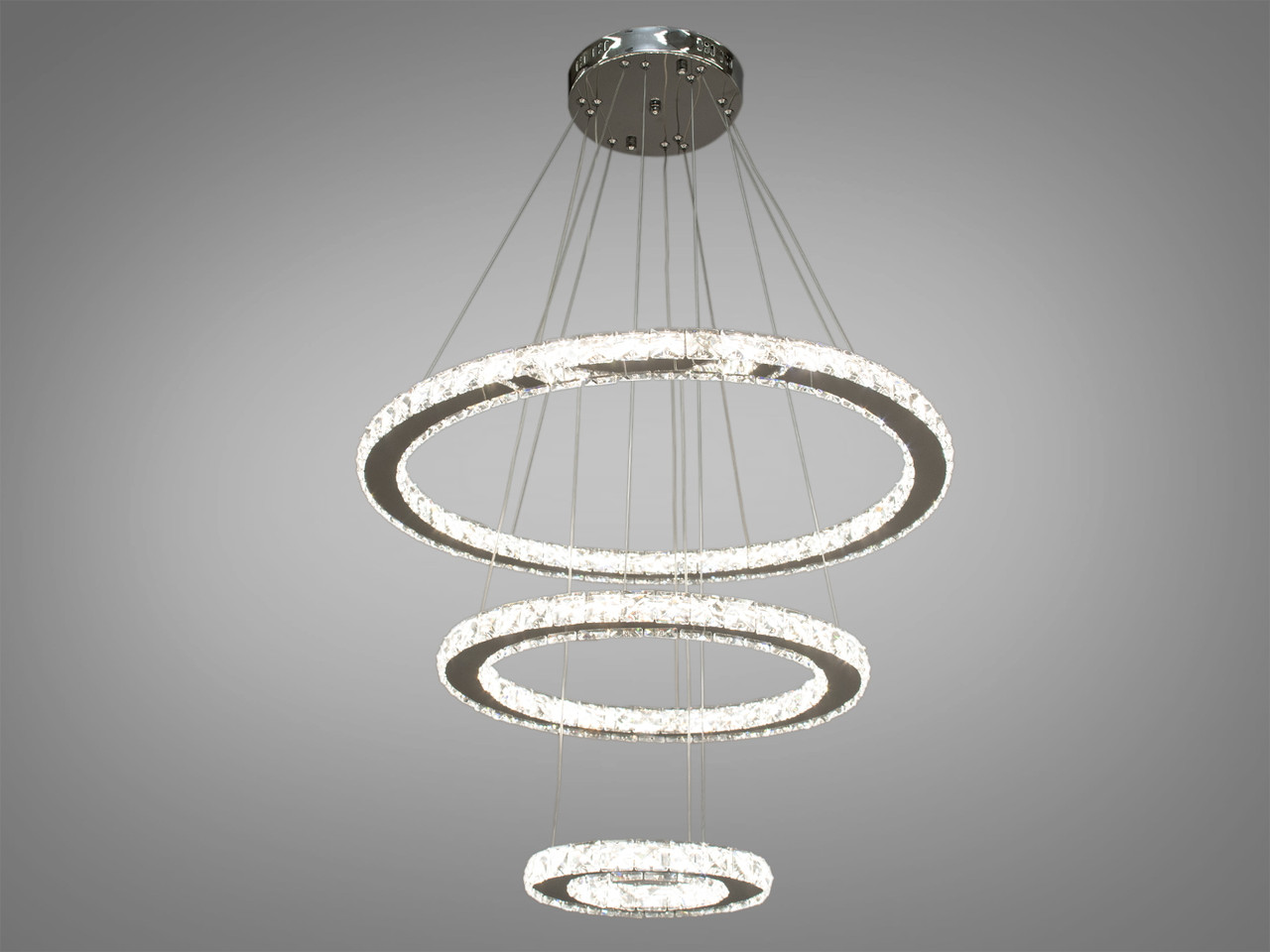 Кришталева світлодіодна люстра-підвіс 7201W/650+400+200, фото 1