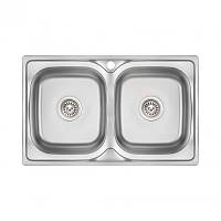 Кухонна мийка з двома чашами Lidz 7948 0,8 мм Micro Decor (LIDZ7948MDEC08)