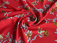 Штапель Бельмондо крупные цветы, красный