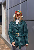 Актуальная женская демисезонная куртка из стеганой плащевки, фасон оверсайз 46