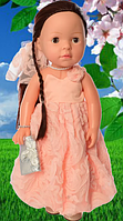 Интерактивная кукла 38 см в персиковом платье обучает цифрам странам для девочек от 3 лет