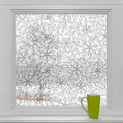 Плівка самоклеюча для скла Листя та Квіти тонування вікон вітражні наклейки для декору 1 пог.м