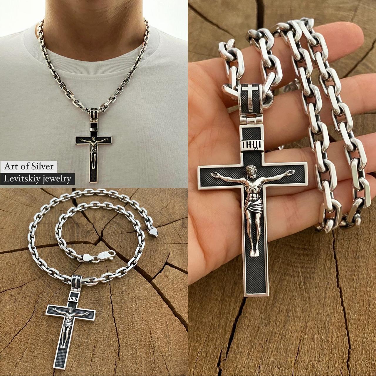 Срібний якірний ланцюжок із хрестиком