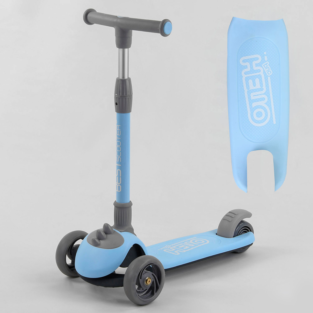Самокат Best Scooter синій, триколісний, складаний кермо, безшумні колеса зі світлом D-0885, фото 1