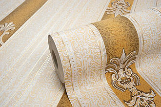 Смугасті бежеві шпалери вінілові на папері шпалери для стін Vinil LS Ізмір ВКV3-1118 (0,53х10.05 м)