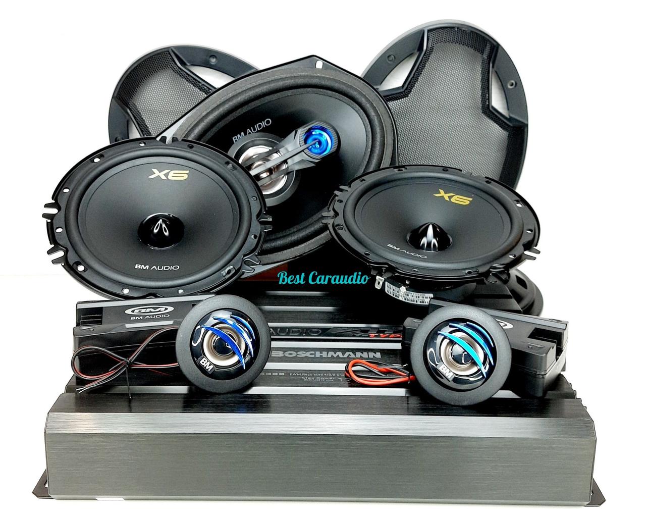 Набір автоакустики: Овальні BOSCHMANN XJ3-996B+16 см компонентні Boschmann F-628-X6+4-канальний підсилювач, фото 1