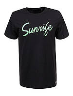 Мужская однотонная черная белая футболка с надписью Sunrise