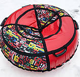 Тюбінг, надувні санчата, ватрушка 120 см, Червоний абетка, фото 3
