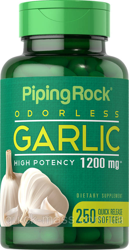 Вітаміни для імунітету Piping Rock Часник без запаху Odorless Garlic 1200 mg 250 Softgels