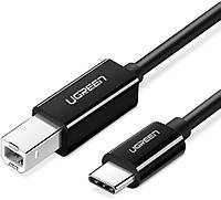 Кабель Ugreen USB type С 2.0 - USB type B для принтеров, сканеров, МФУ высокоскоростной 1 м Black (US241)