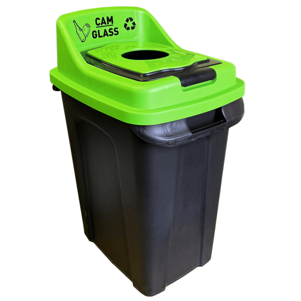 Бак для сортування сміття Planet Re-Cycler 50 л чорний - зелений (скло), фото 1